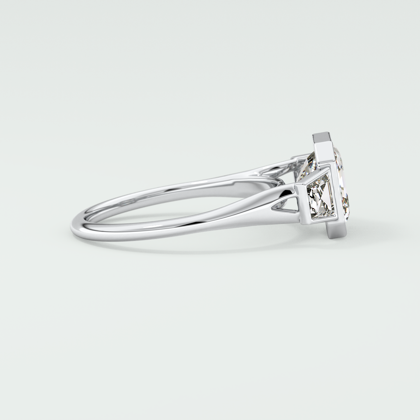 Asscher Three Stone Lab Grown Diamond Engagement Ring
