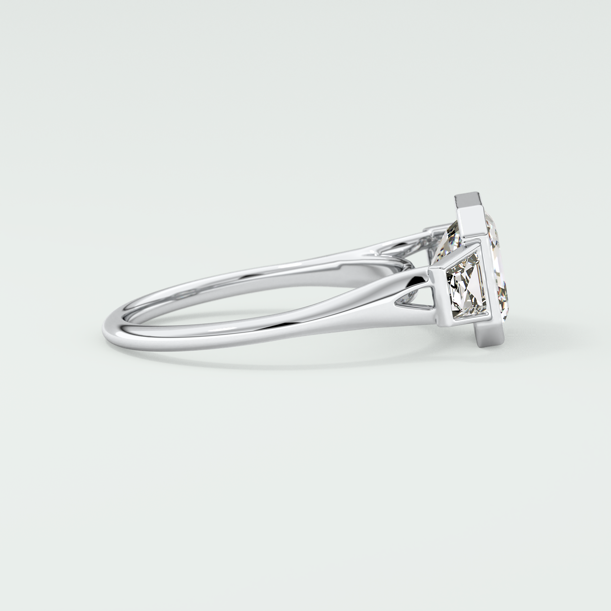 Asscher Three Stone Lab Grown Diamond Engagement Ring