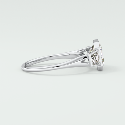 Asscher Three Stone Lab Grown Diamond Engagement Ring