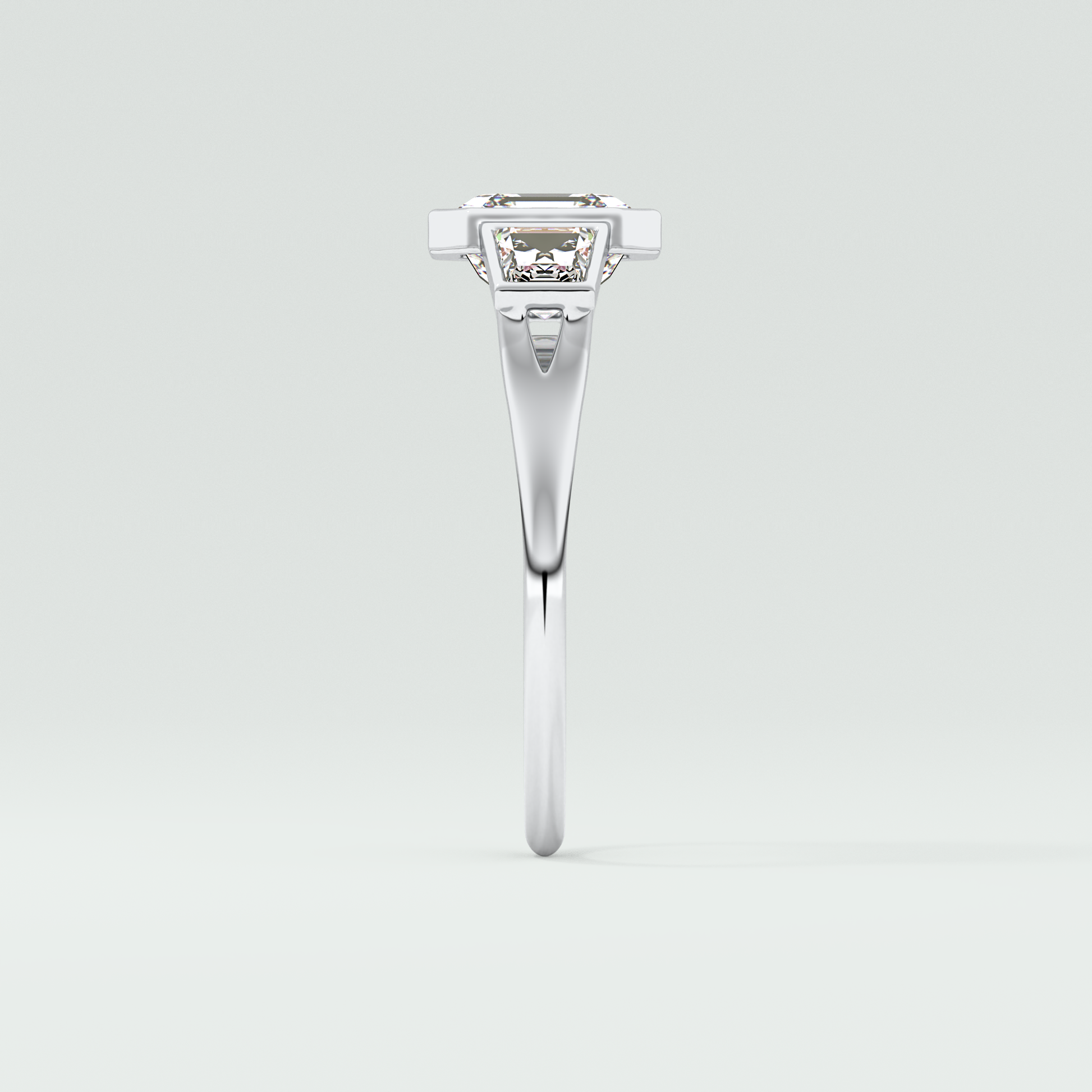 Asscher Three Stone Lab Grown Diamond Engagement Ring