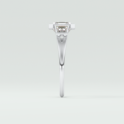 Asscher Three Stone Lab Grown Diamond Engagement Ring