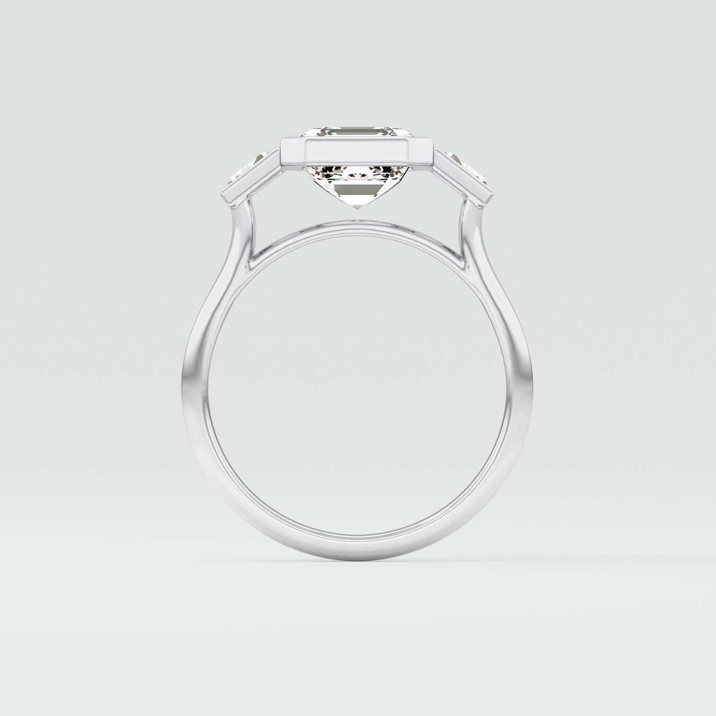 Asscher Three Stone Lab Grown Diamond Engagement Ring