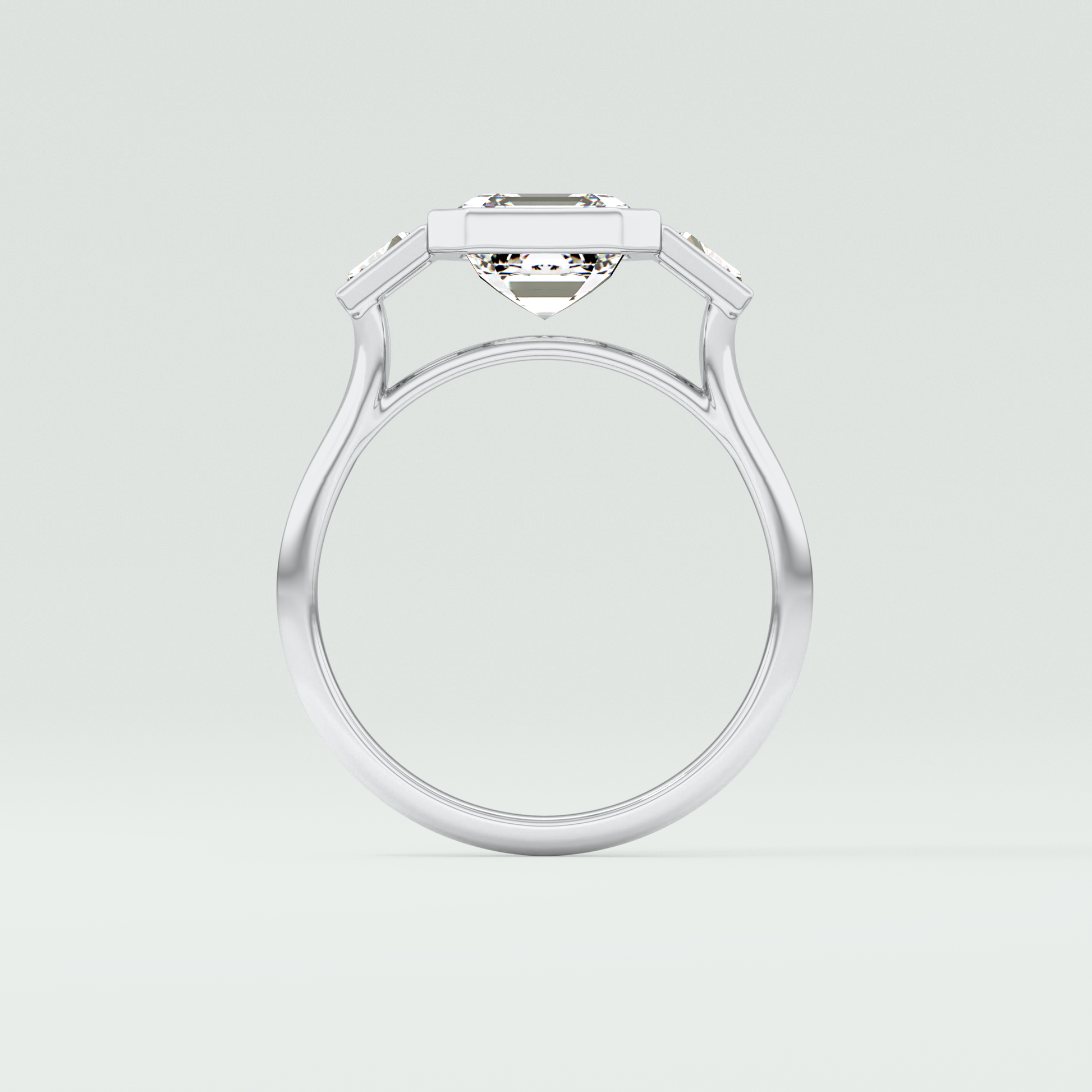 Asscher Three Stone Lab Grown Diamond Engagement Ring
