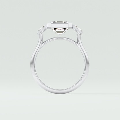 Asscher Three Stone Lab Grown Diamond Engagement Ring