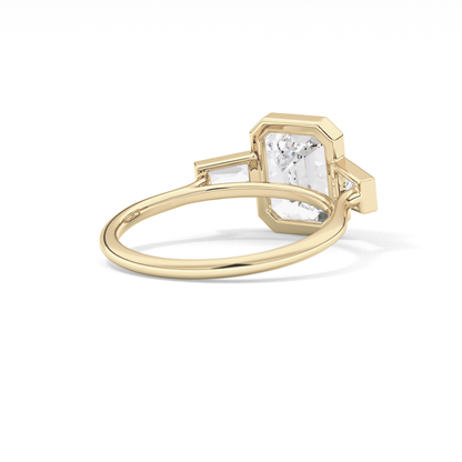 Emerald Three Stone Lab Grown Diamond Engagement Ring