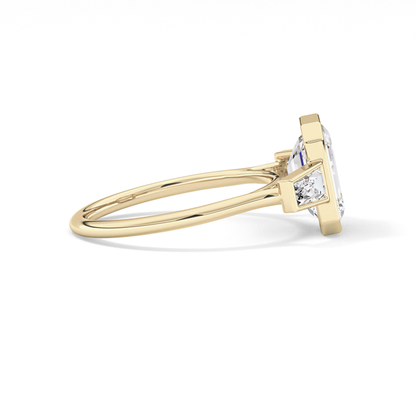 Emerald Three Stone Lab Grown Diamond Engagement Ring