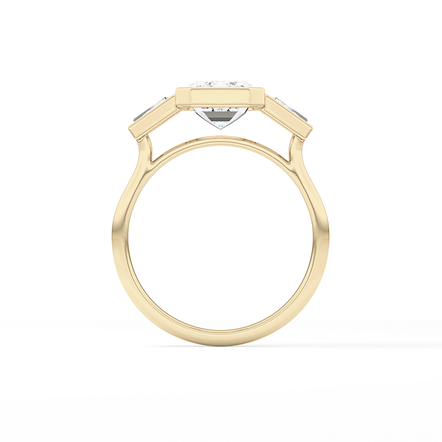 Emerald Three Stone Lab Grown Diamond Engagement Ring