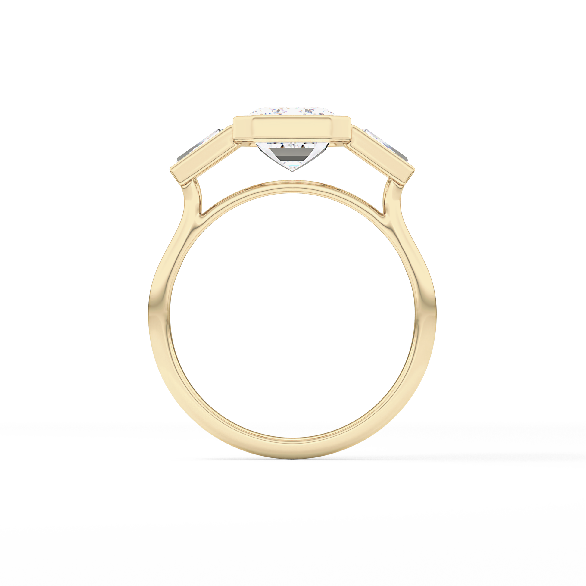 Emerald Three Stone Lab Grown Diamond Engagement Ring