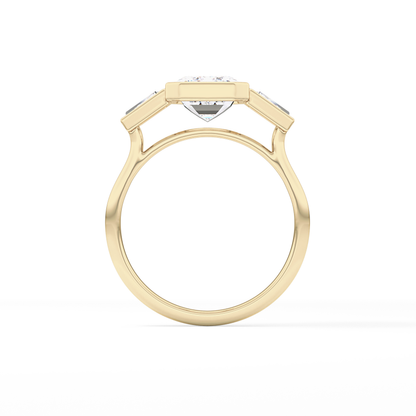 Emerald Three Stone Lab Grown Diamond Engagement Ring