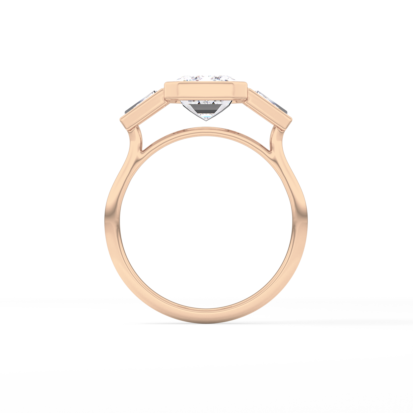 Emerald Three Stone Lab Grown Diamond Engagement Ring