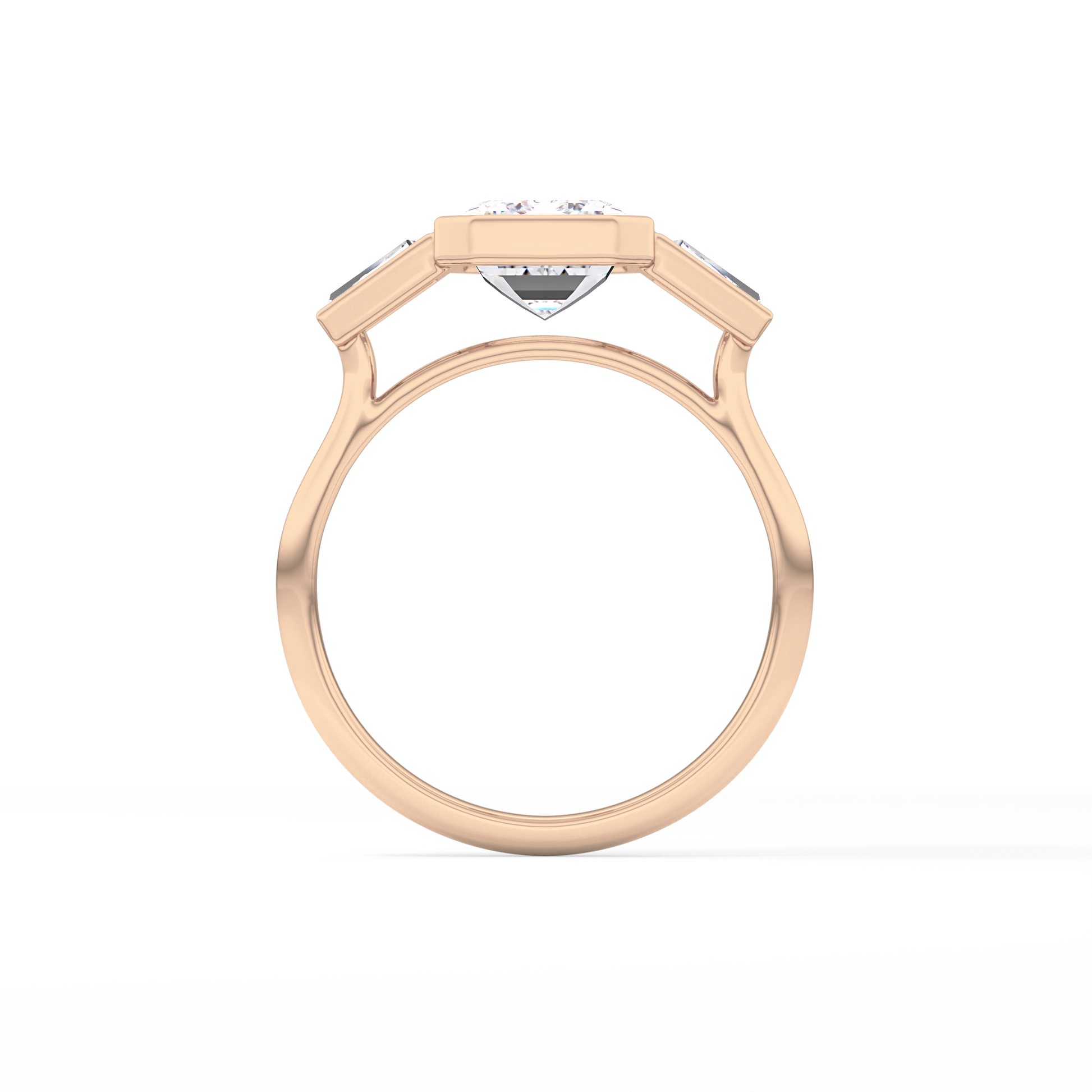 Emerald Three Stone Lab Grown Diamond Engagement Ring