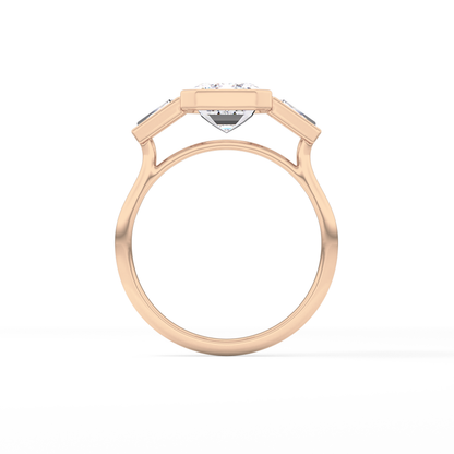 Emerald Three Stone Lab Grown Diamond Engagement Ring