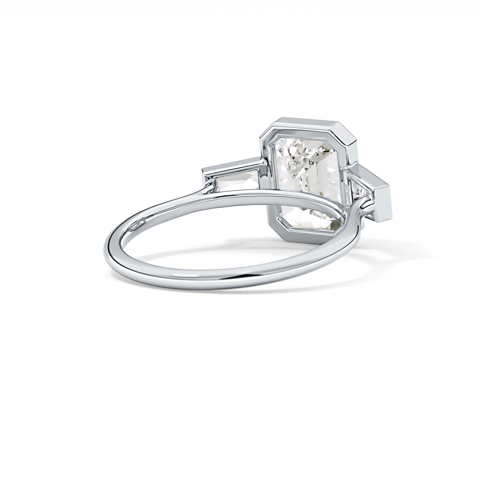 Emerald Three Stone Lab Grown Diamond Engagement Ring