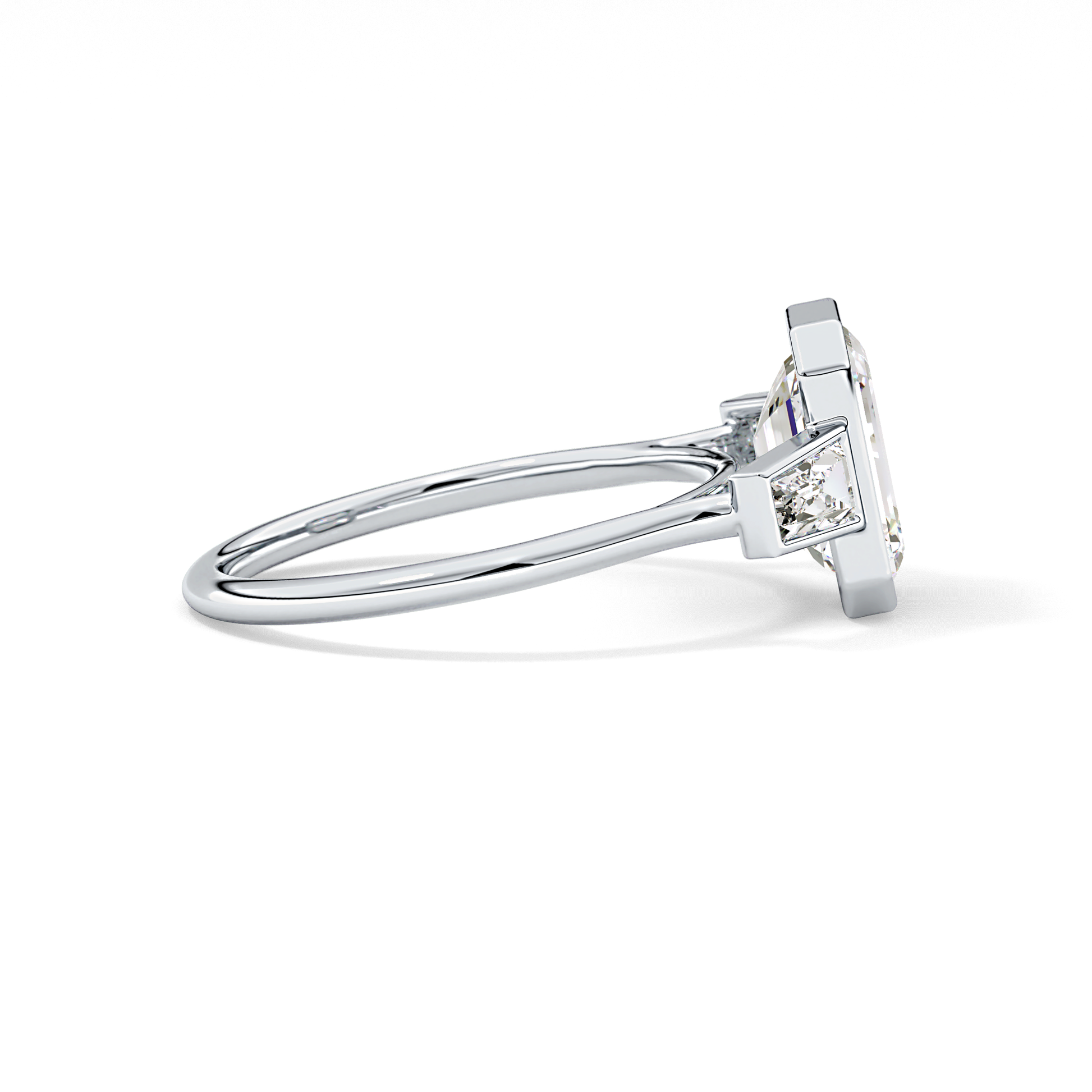 Emerald Three Stone Lab Grown Diamond Engagement Ring