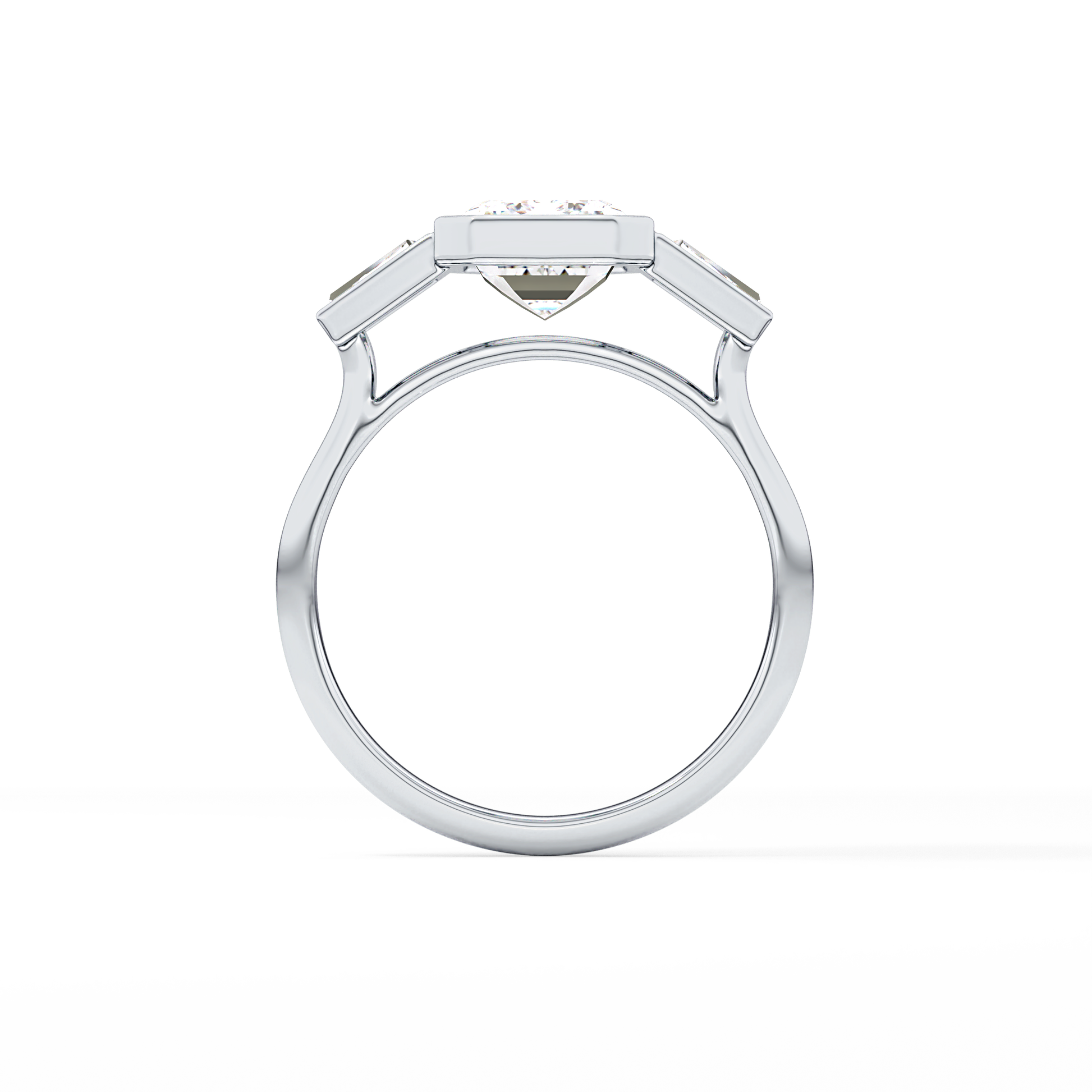 Emerald Three Stone Lab Grown Diamond Engagement Ring