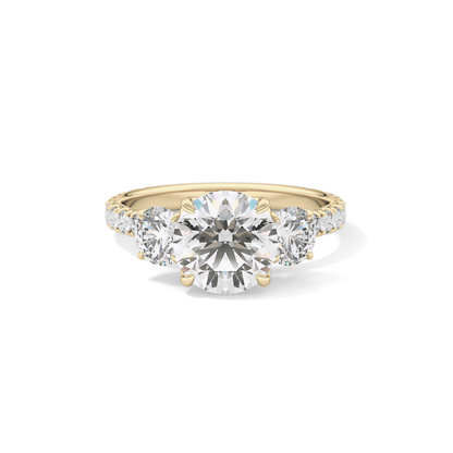 Round Three Stone Lab Grown Diamond Engagement Ring