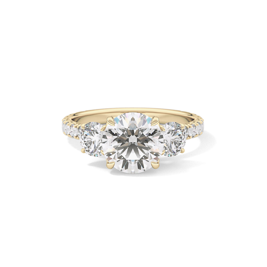 Round Three Stone Lab Grown Diamond Engagement Ring