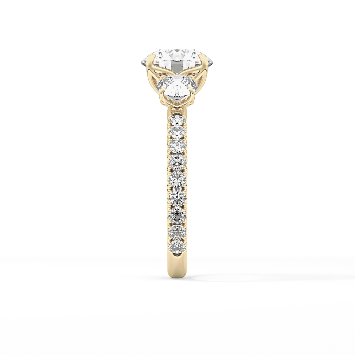 Round Three Stone Lab Grown Diamond Engagement Ring