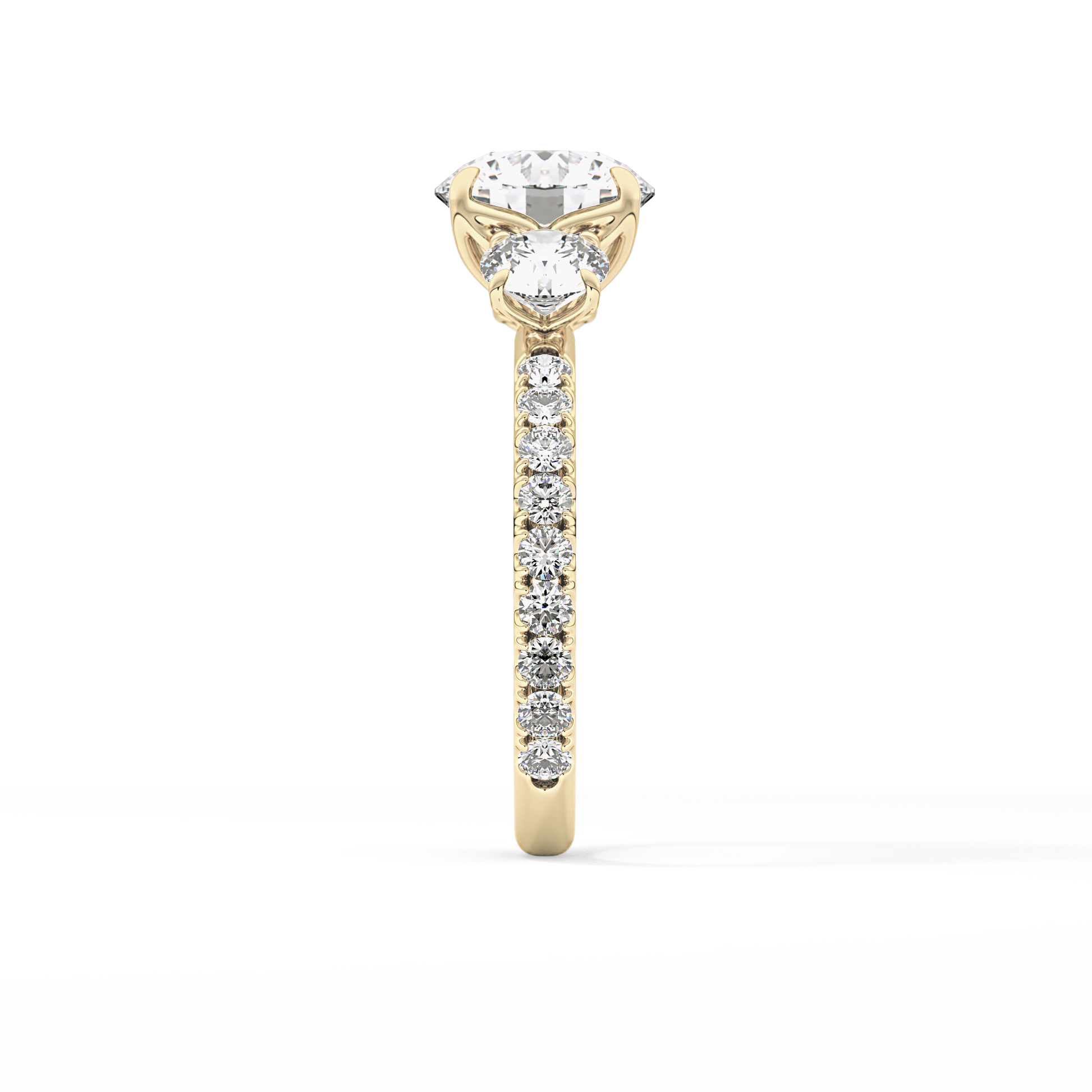 Round Three Stone Lab Grown Diamond Engagement Ring