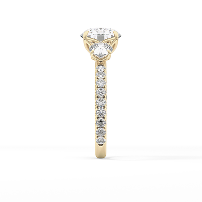 Round Three Stone Lab Grown Diamond Engagement Ring