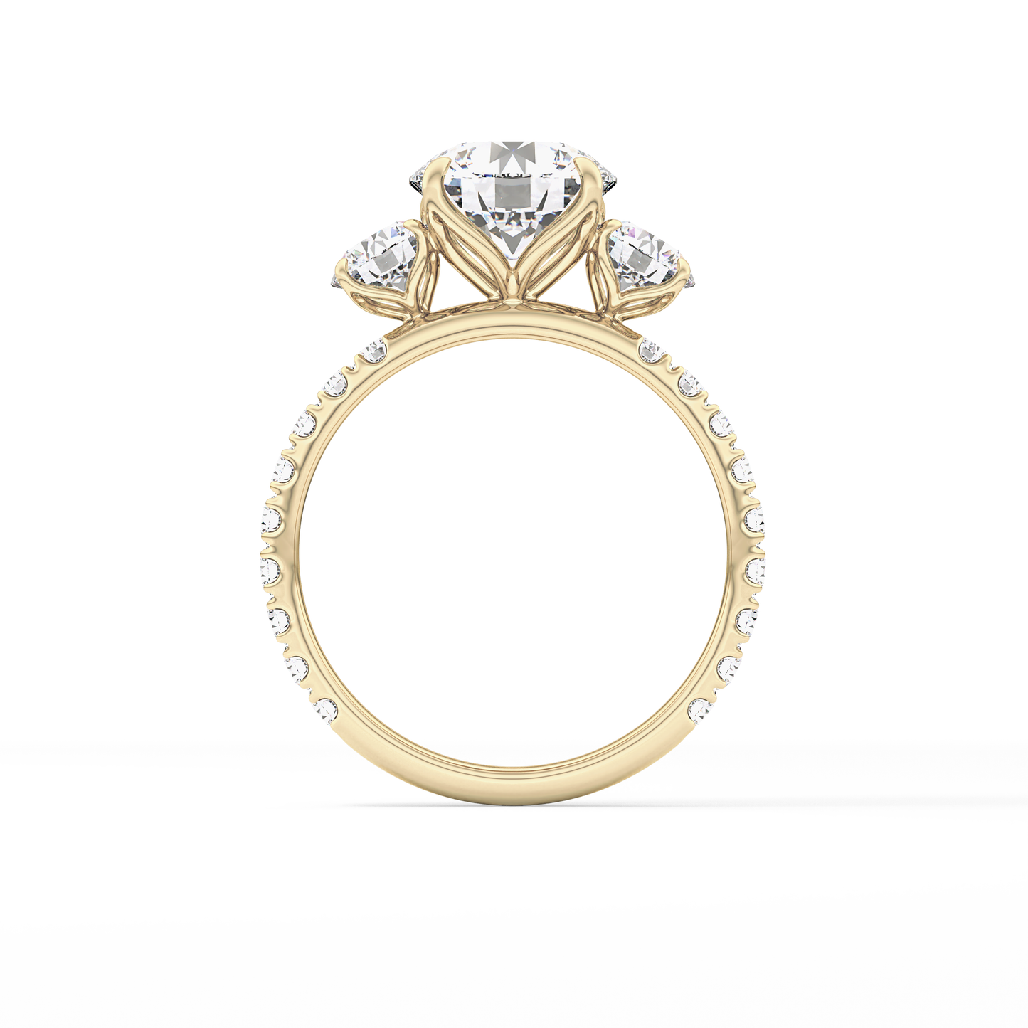 Round Three Stone Lab Grown Diamond Engagement Ring