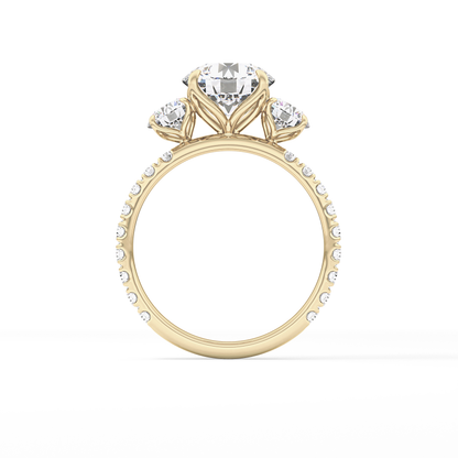 Round Three Stone Lab Grown Diamond Engagement Ring