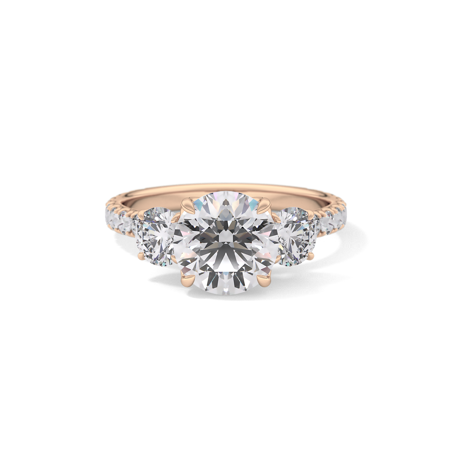 Round Three Stone Lab Grown Diamond Engagement Ring