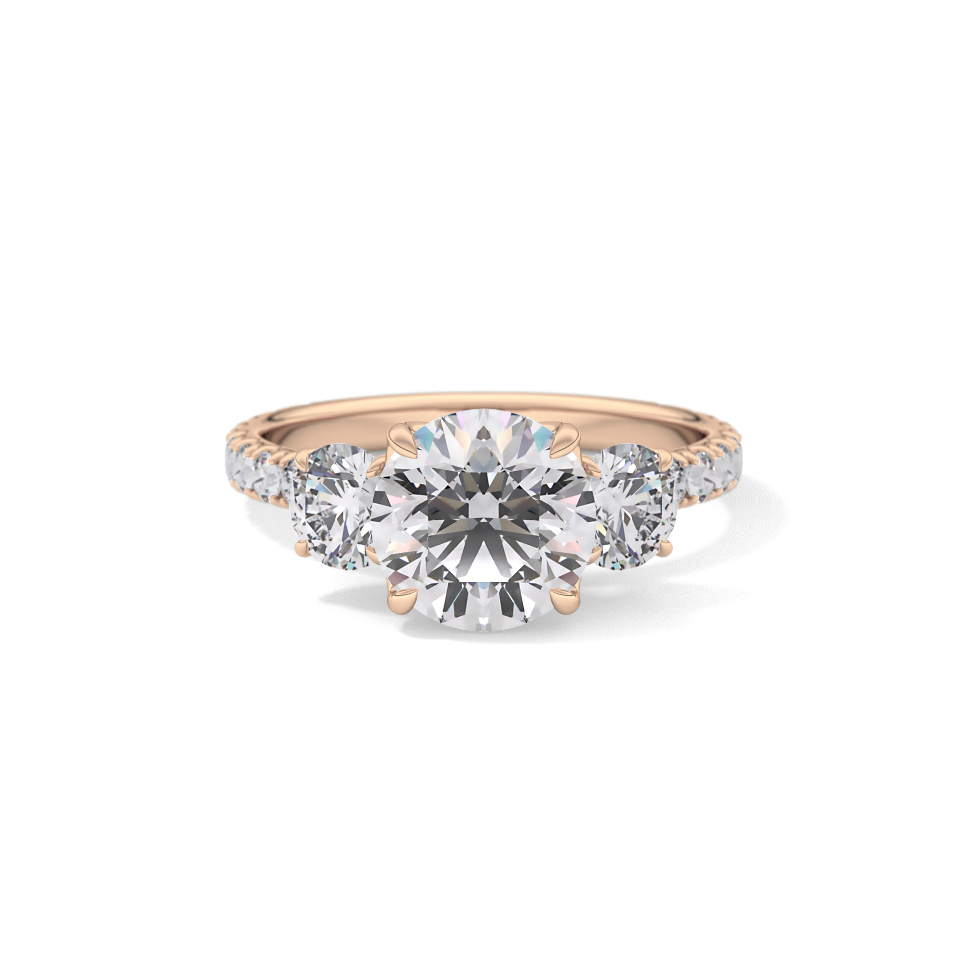 Round Three Stone Lab Grown Diamond Engagement Ring