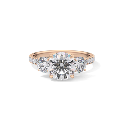 Round Three Stone Lab Grown Diamond Engagement Ring