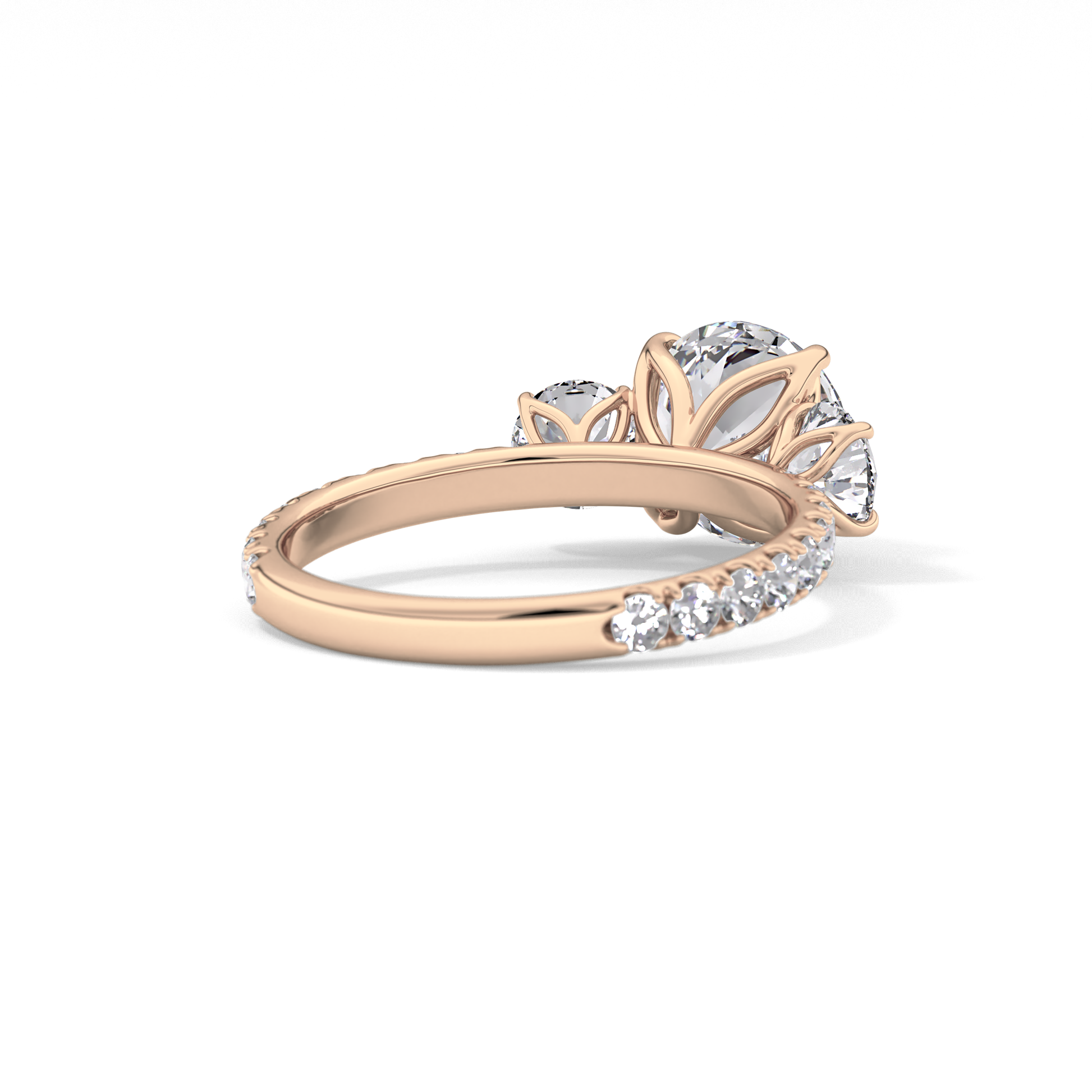 Round Three Stone Lab Grown Diamond Engagement Ring