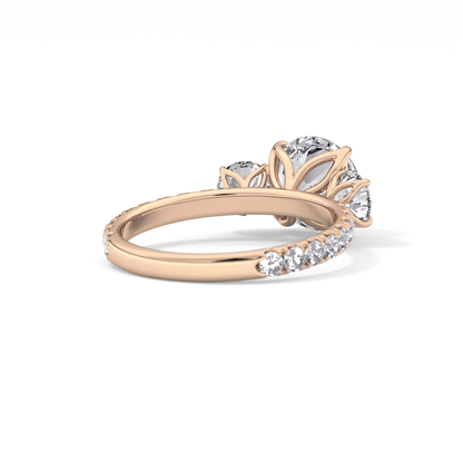 Round Three Stone Lab Grown Diamond Engagement Ring