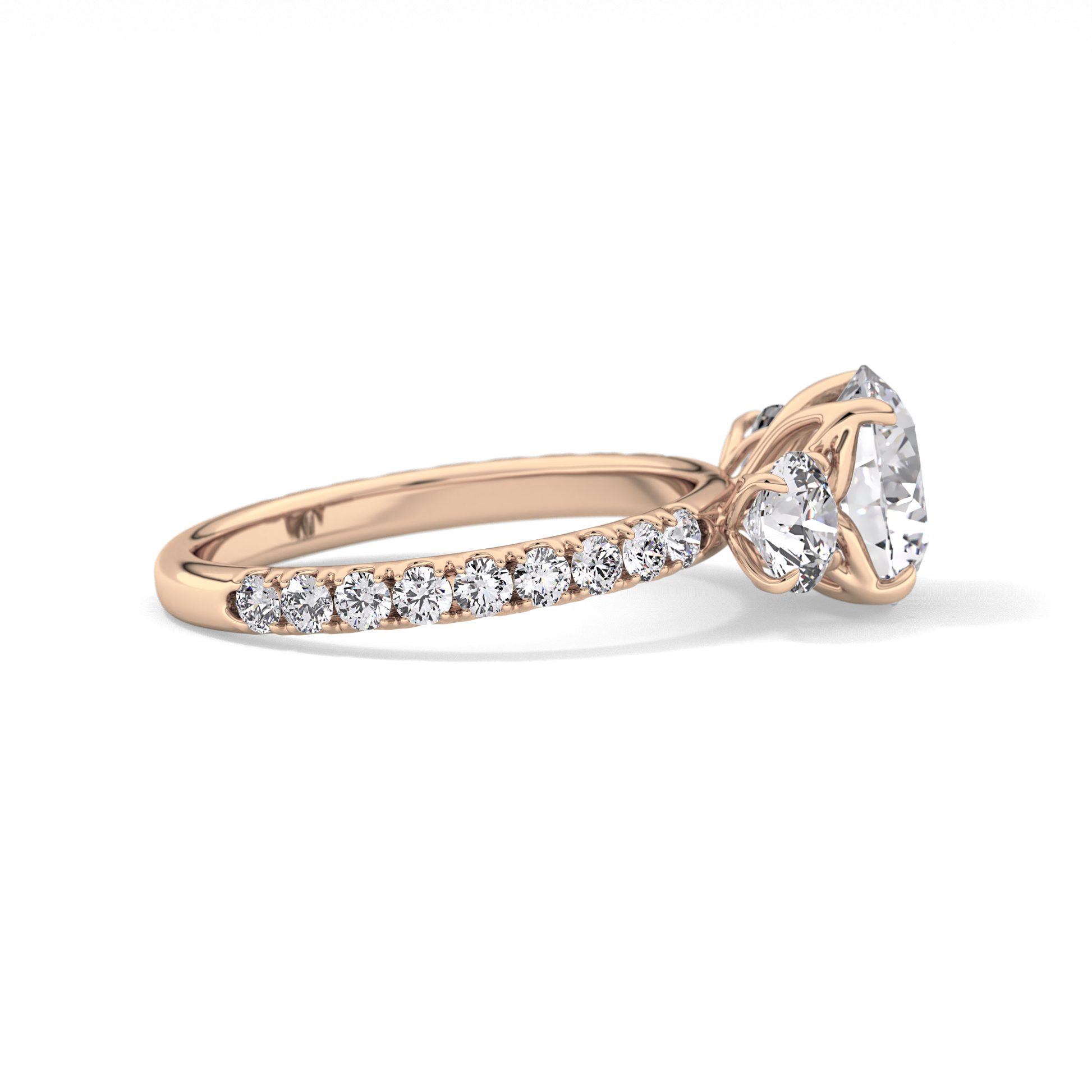 Round Three Stone Lab Grown Diamond Engagement Ring