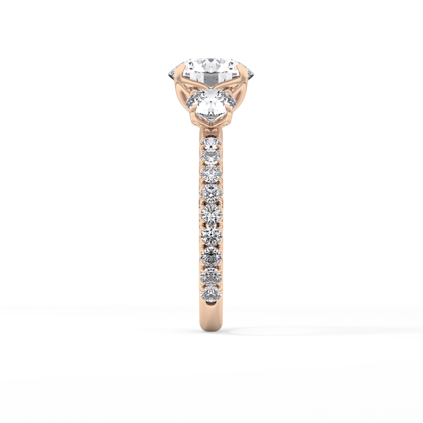 Round Three Stone Lab Grown Diamond Engagement Ring