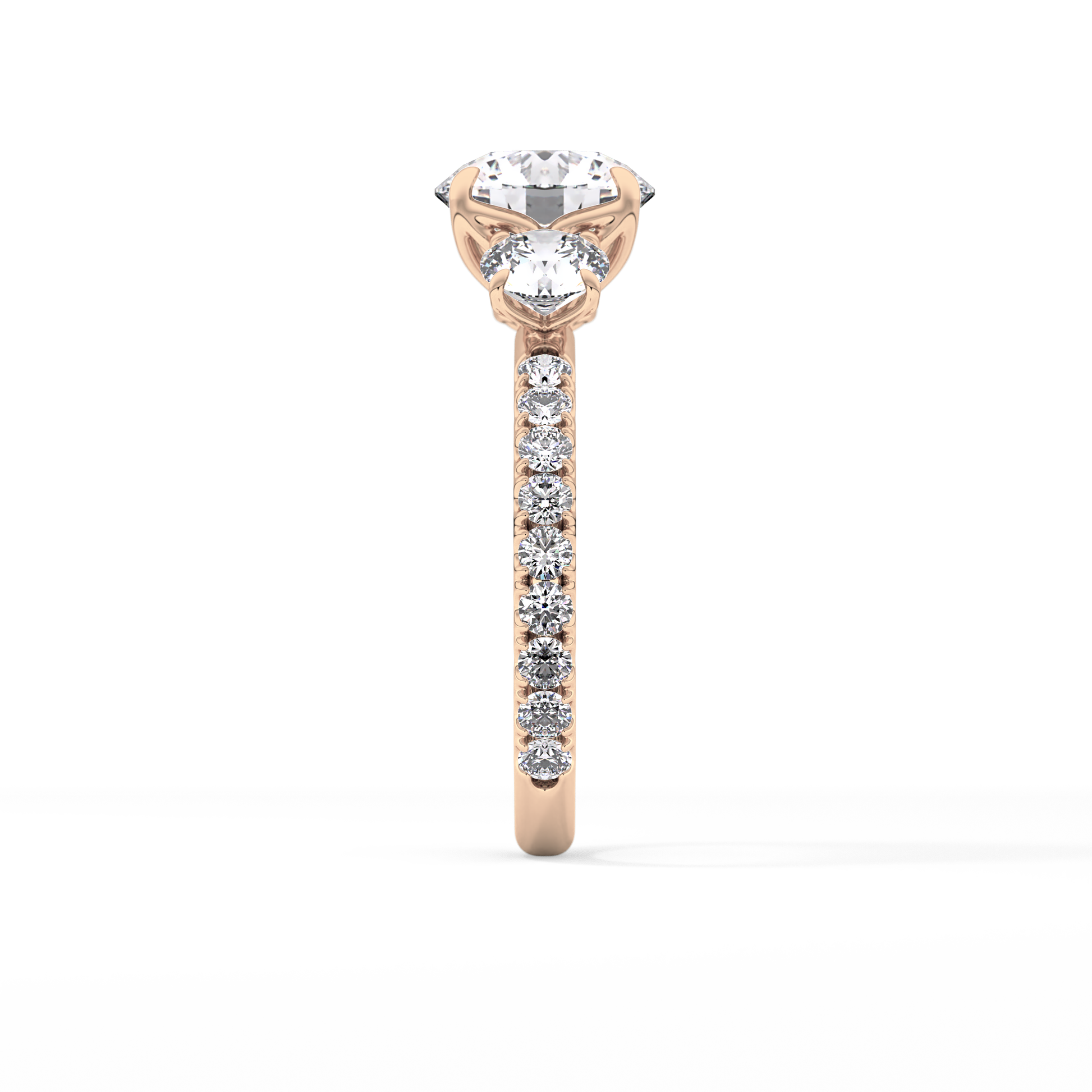 Round Three Stone Lab Grown Diamond Engagement Ring
