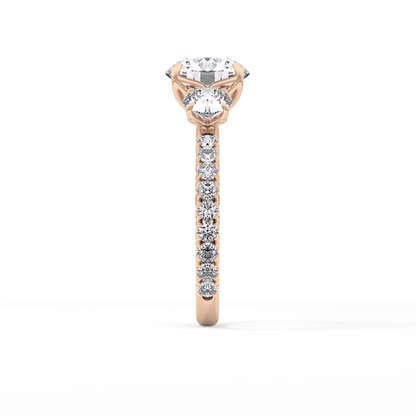 Round Three Stone Lab Grown Diamond Engagement Ring