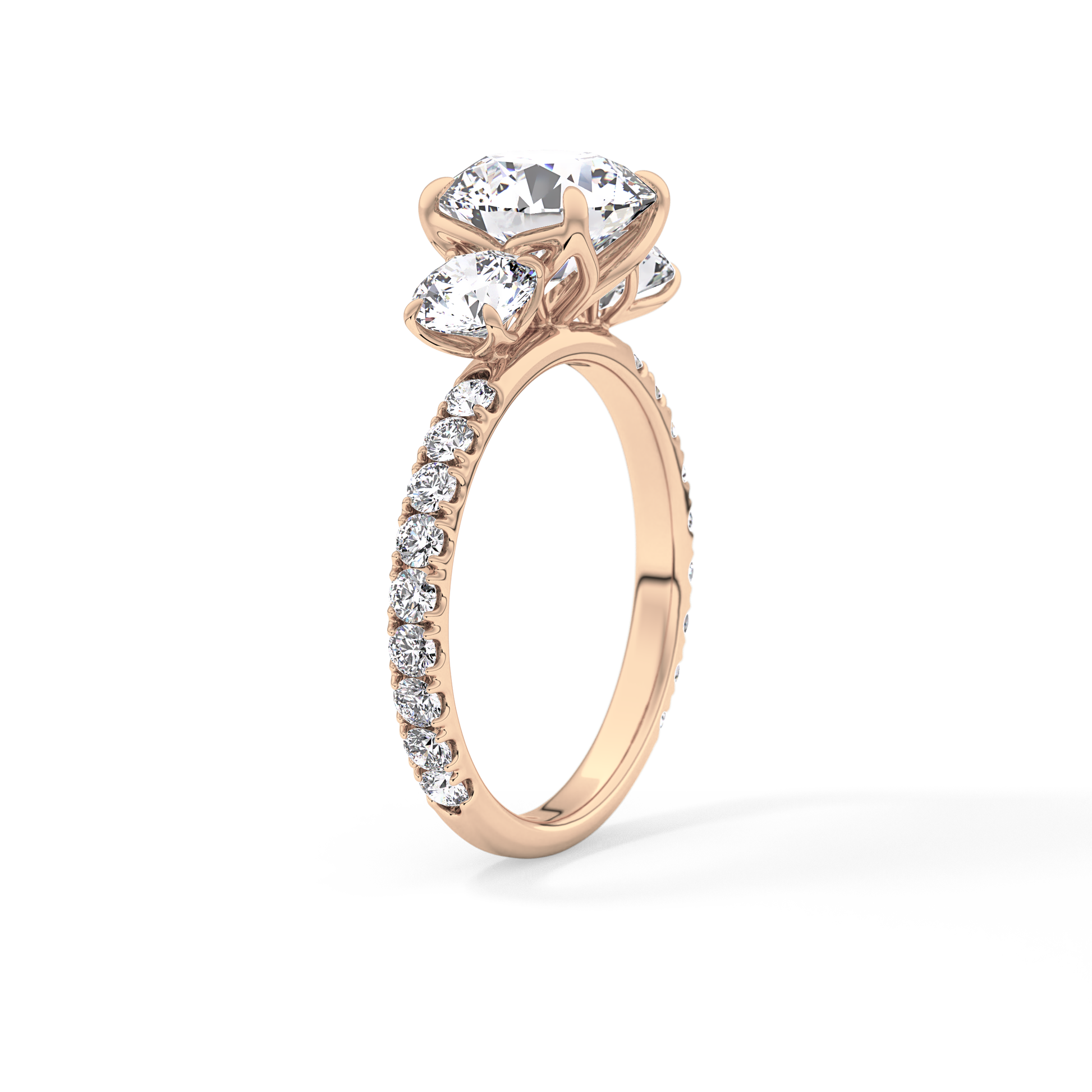 Round Three Stone Lab Grown Diamond Engagement Ring
