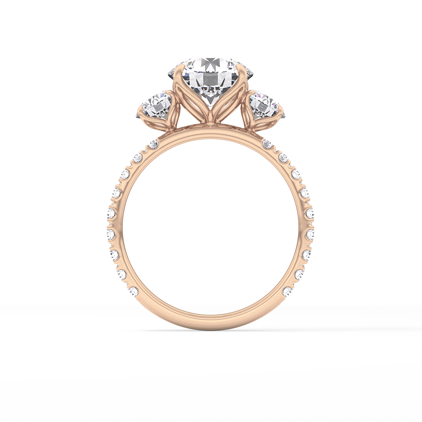 Round Three Stone Lab Grown Diamond Engagement Ring