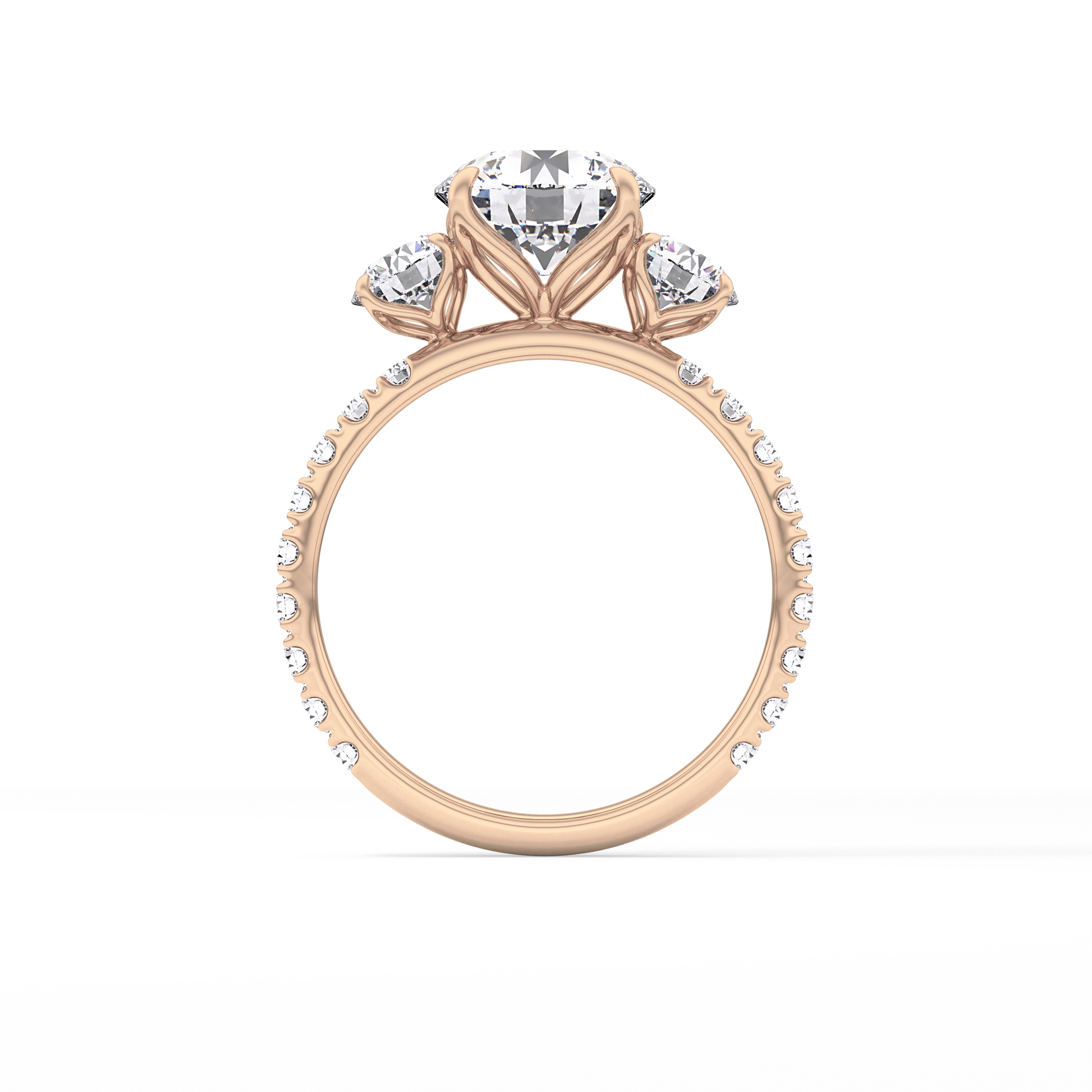 Round Three Stone Lab Grown Diamond Engagement Ring