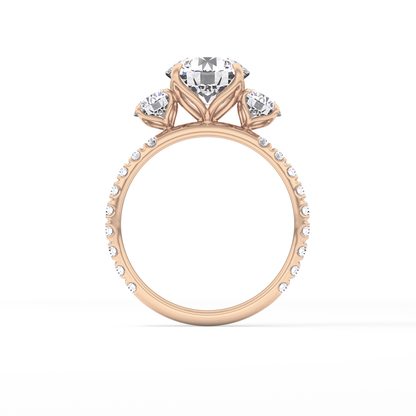 Round Three Stone Lab Grown Diamond Engagement Ring