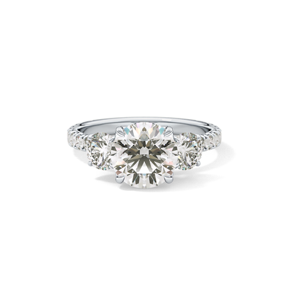Round Three Stone Lab Grown Diamond Engagement Ring