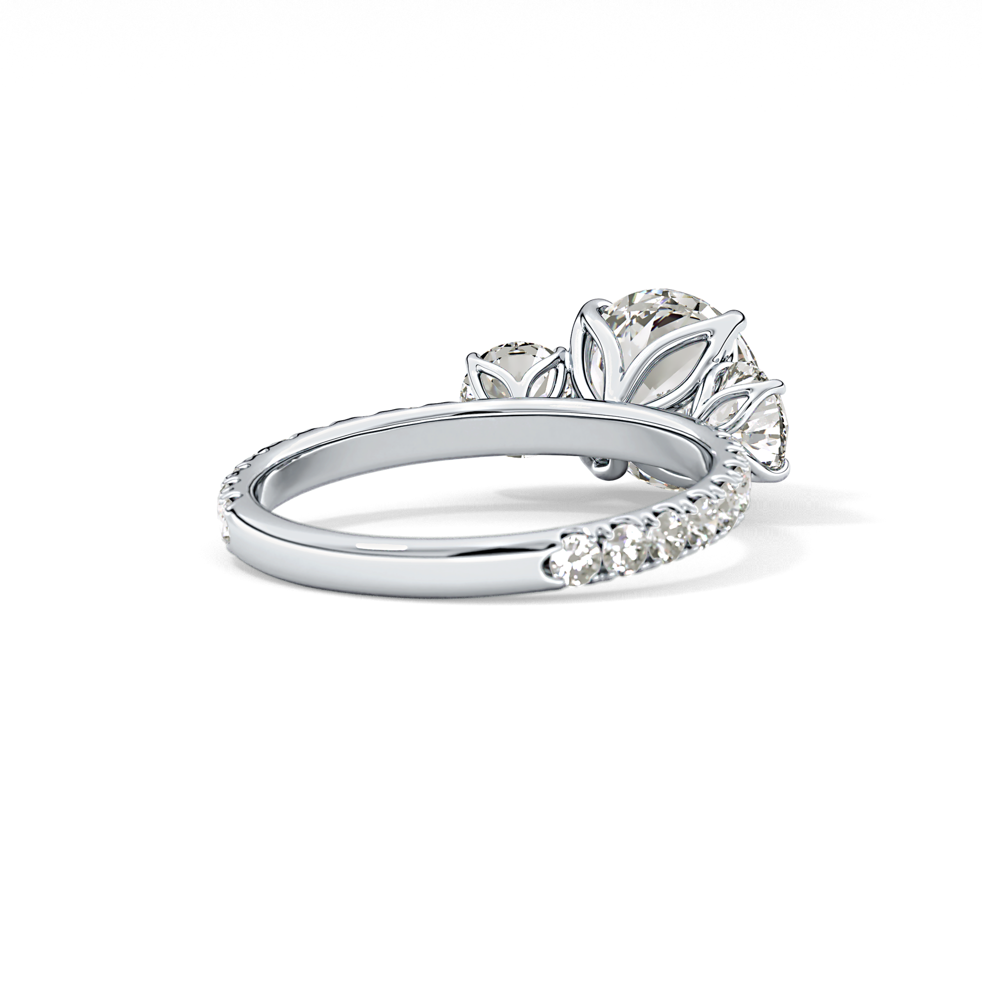 Round Three Stone Lab Grown Diamond Engagement Ring