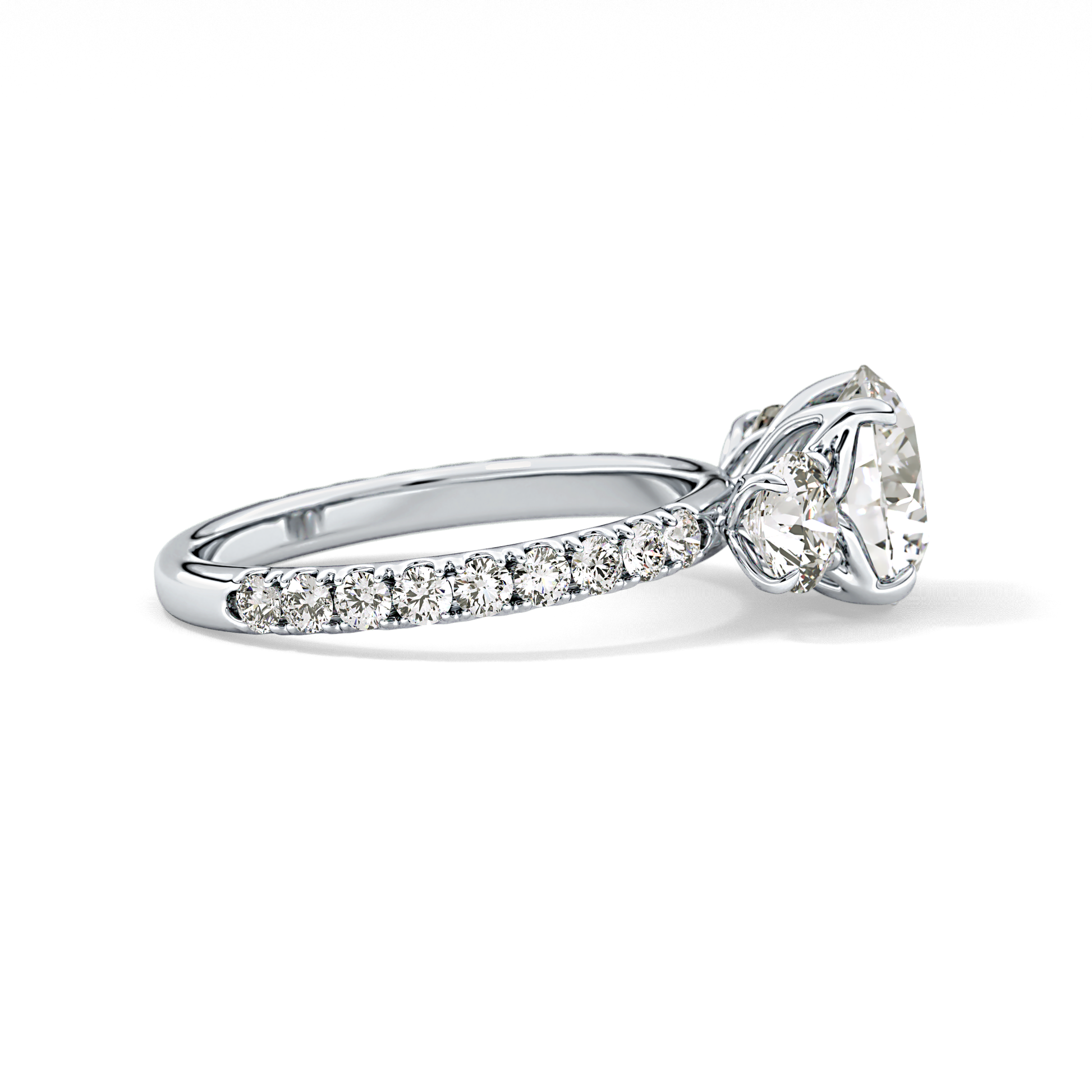 Round Three Stone Lab Grown Diamond Engagement Ring