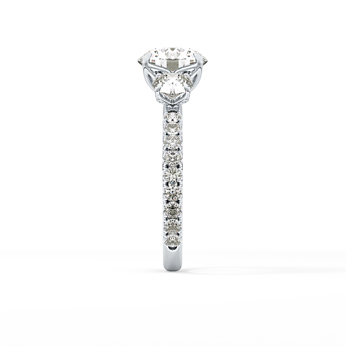 Round Three Stone Lab Grown Diamond Engagement Ring