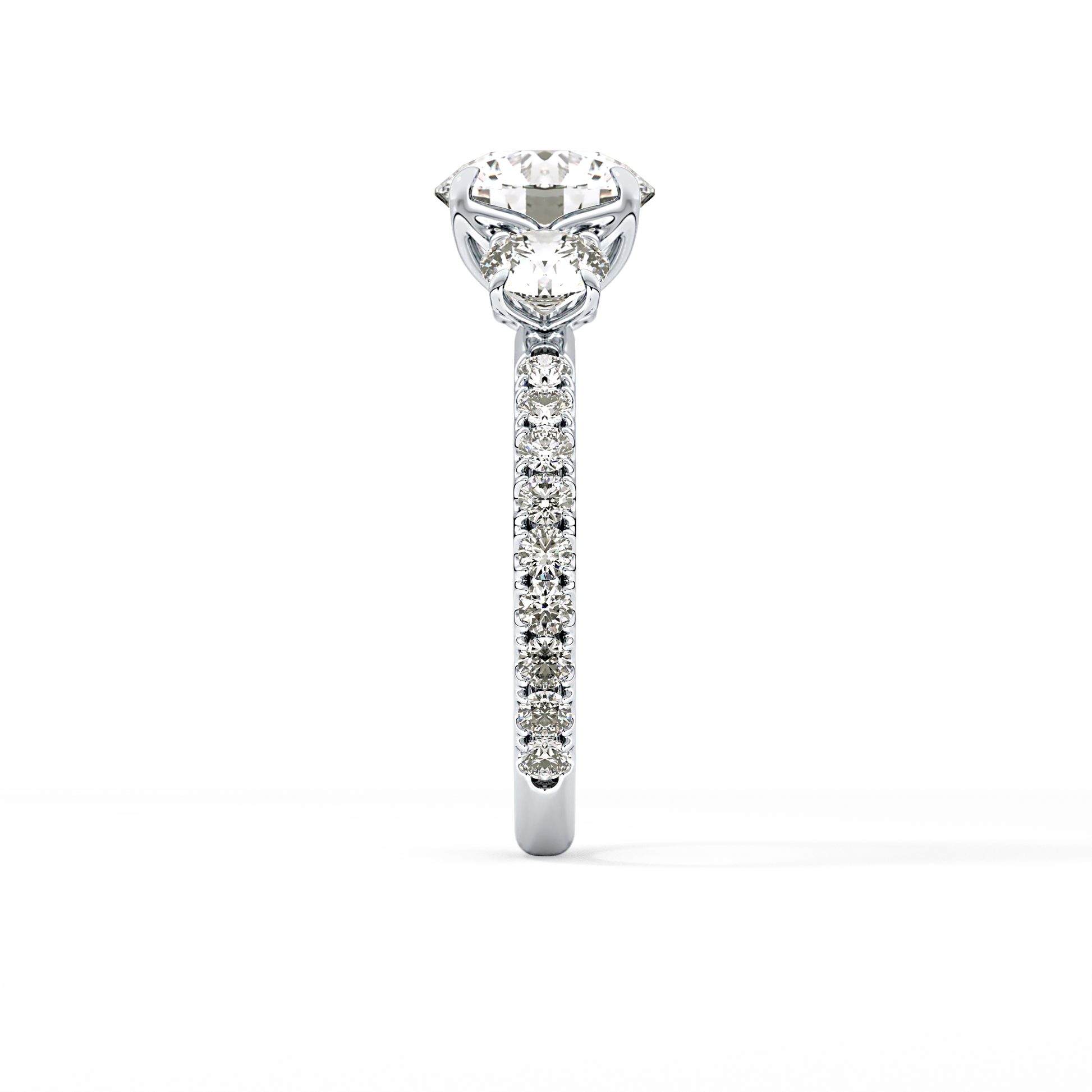 Round Three Stone Lab Grown Diamond Engagement Ring