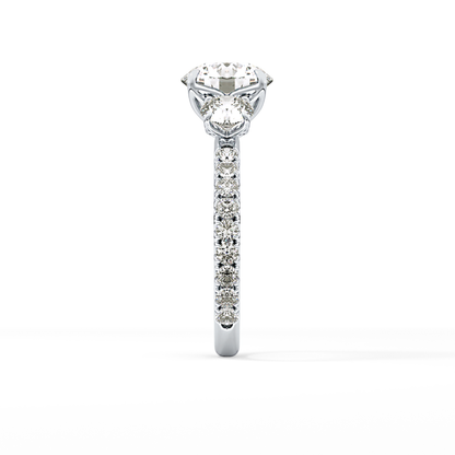 Round Three Stone Lab Grown Diamond Engagement Ring