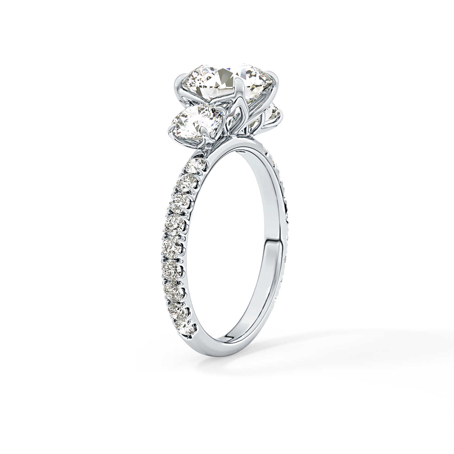 Round Three Stone Lab Grown Diamond Engagement Ring