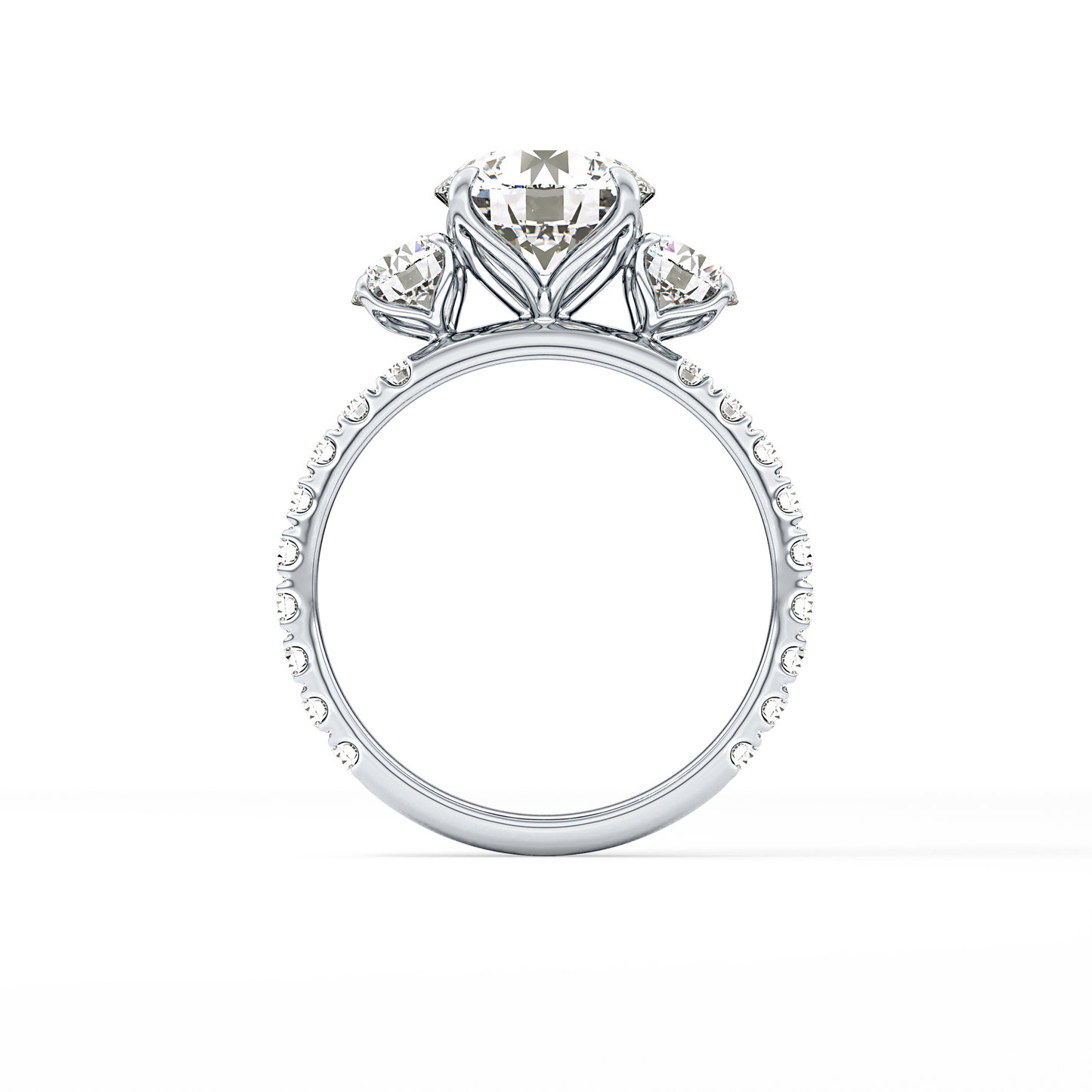 Round Three Stone Lab Grown Diamond Engagement Ring