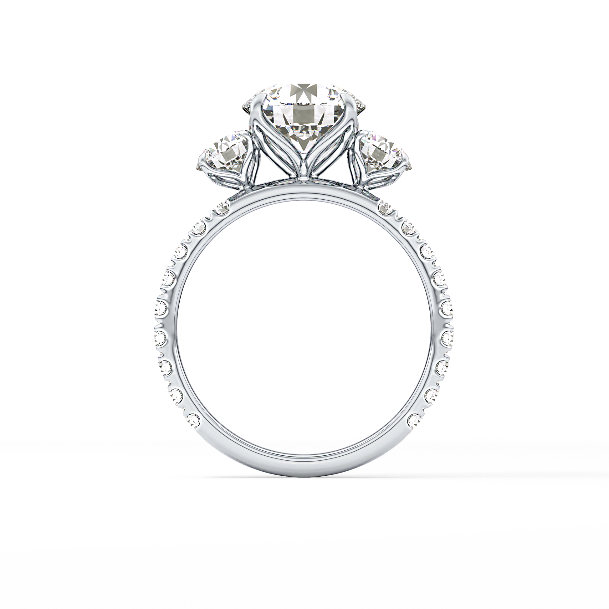 Round Three Stone Lab Grown Diamond Engagement Ring