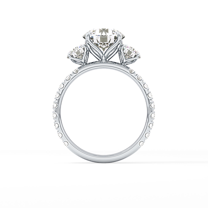 Round Three Stone Lab Grown Diamond Engagement Ring