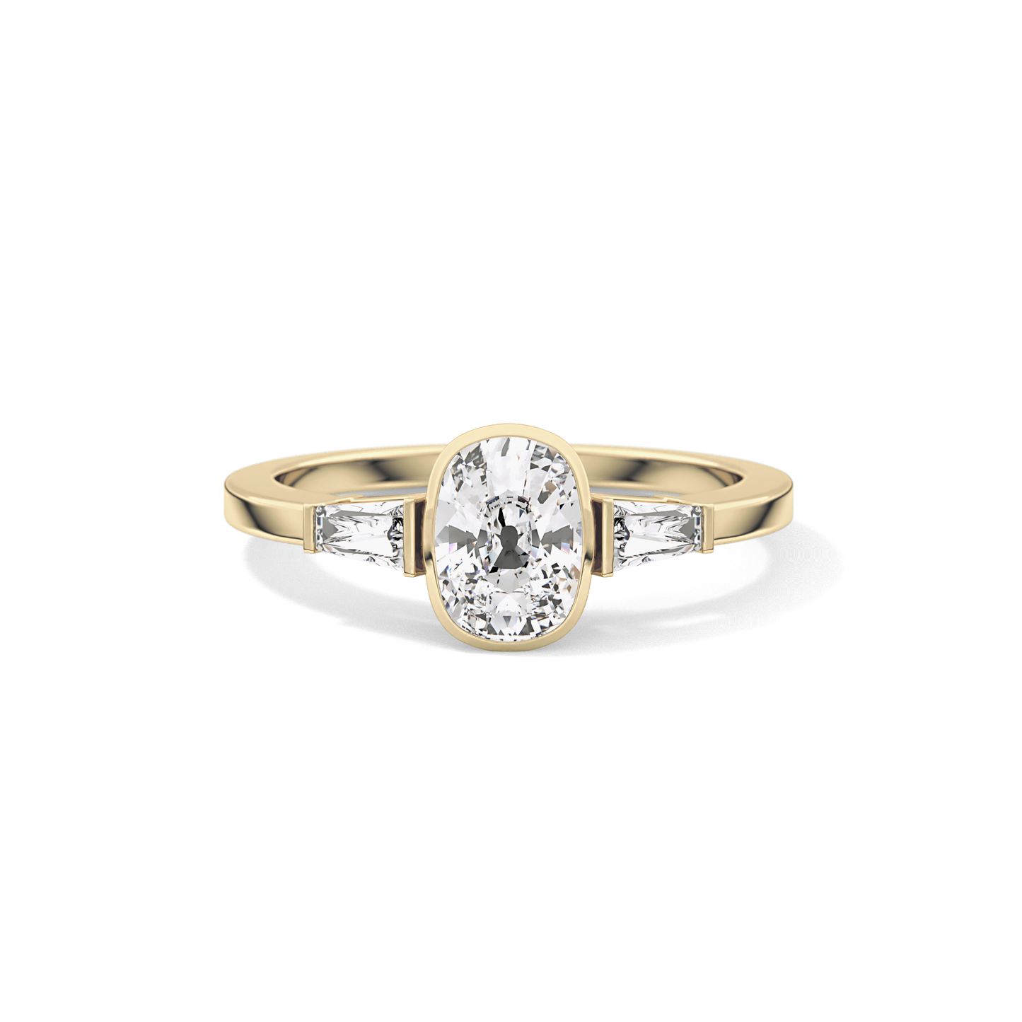 Cushion Three Stone Lab Grown Diamond Engagement Ring